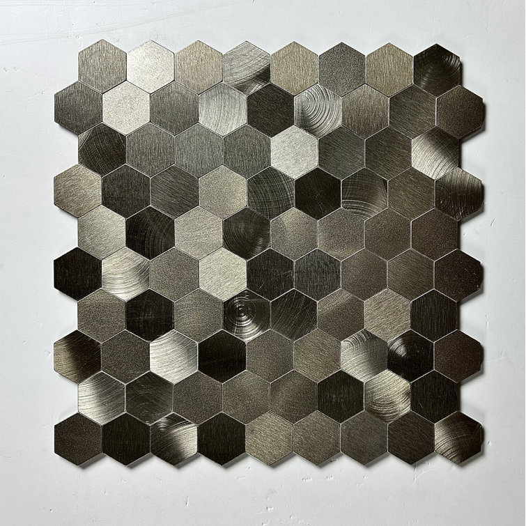 Copper Hexagon Aluminum Peel and Stick Mosaic Tile