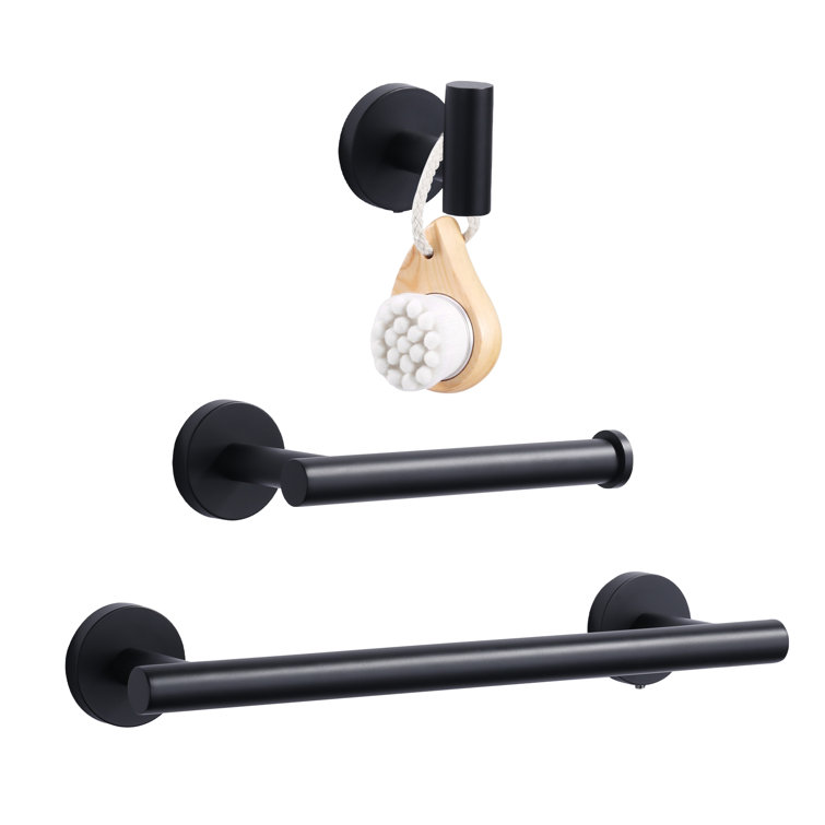 Matte Black Stainless Steel 3-Piece Bathroom Hardware Set