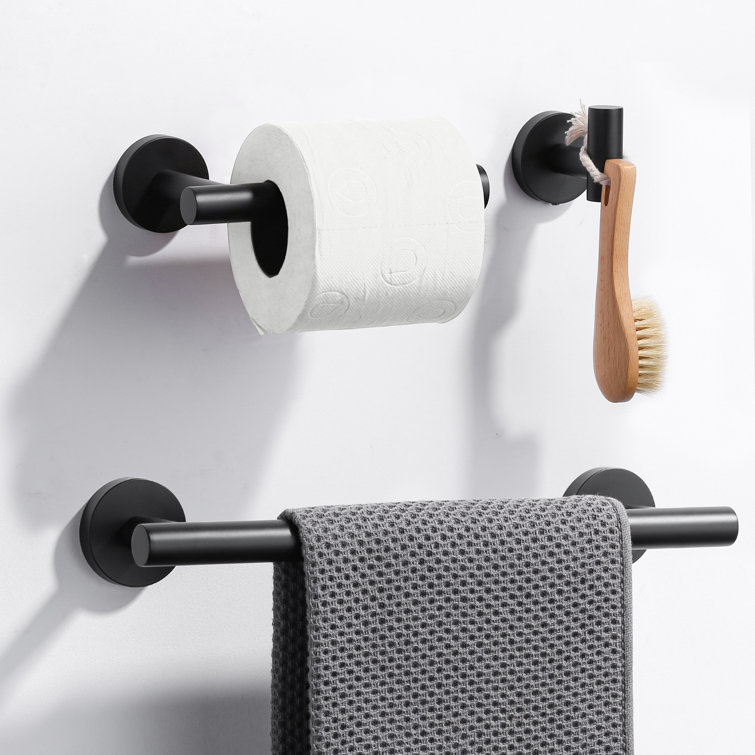 Matte Black Stainless Steel 3-Piece Bathroom Hardware Set