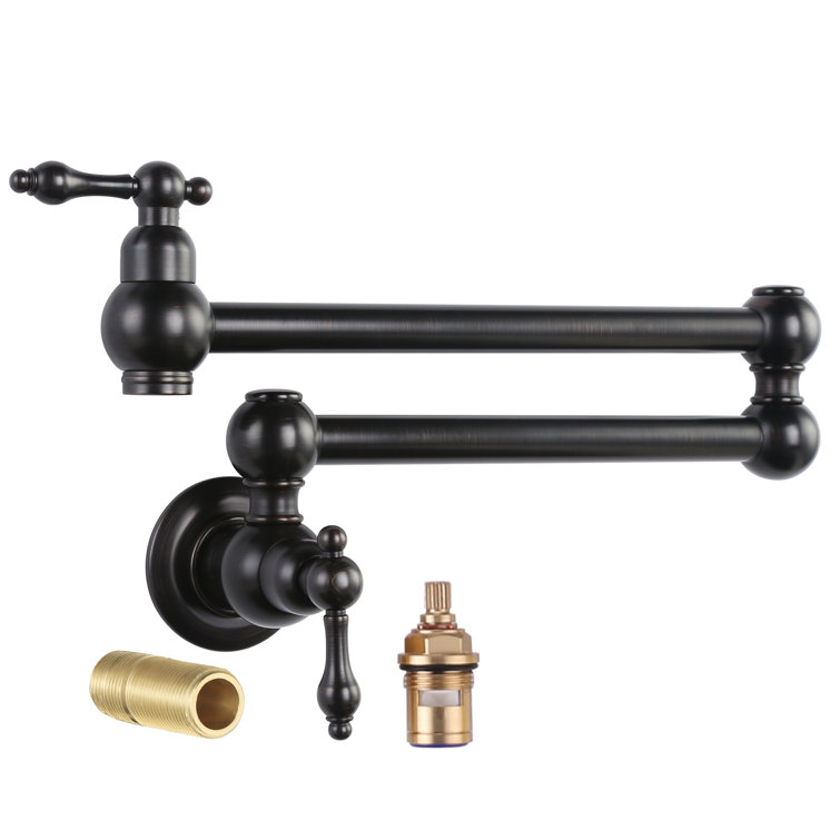 Oil Rubbed Bronze Wall Mounted Pot Filler with Dual Handles