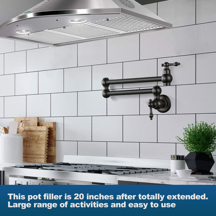 Oil Rubbed Bronze Wall Mounted Pot Filler with Dual Handles