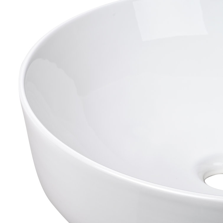 Aquaterior 16" Round White Ceramic Above-Counter Vessel Sink