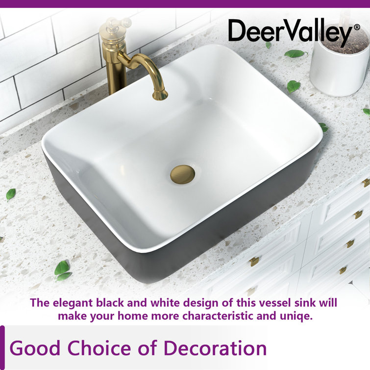 Elegant Dual-Tone 19" x 15" Rectangular Ceramic Vessel Bathroom Sink