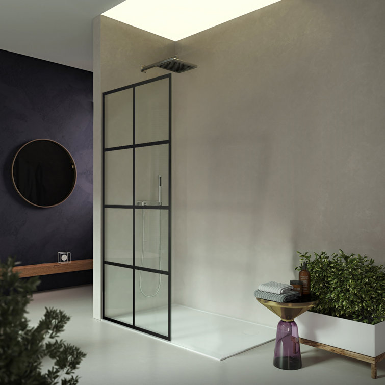 Madeira 36'' x 76'' Black Aluminum Framed Shower Screen