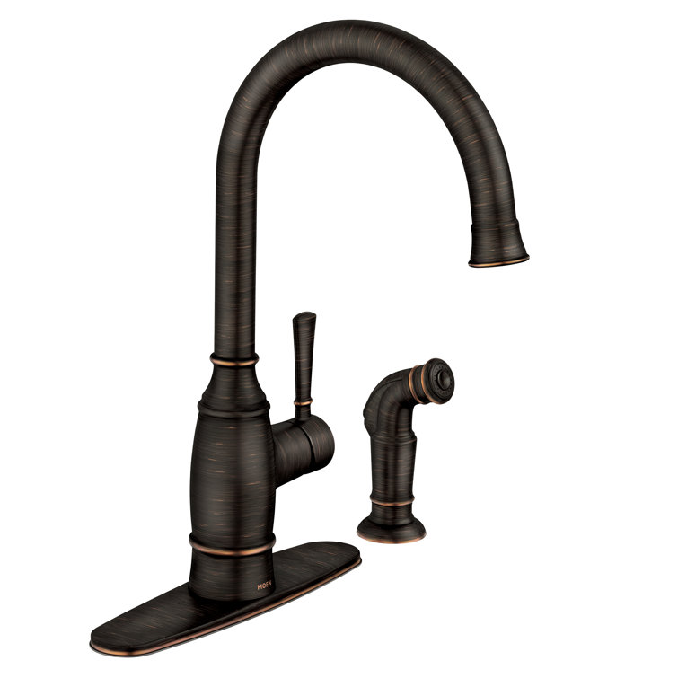 Mediterranean Bronze Single-Handle Kitchen Faucet with Side Sprayer