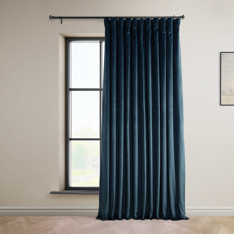 Varsity Blue Velvet Blackout Curtain Panel for Windows and Doors