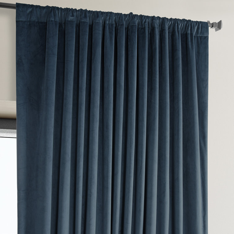 Varsity Blue Velvet Blackout Curtain Panel for Windows and Doors
