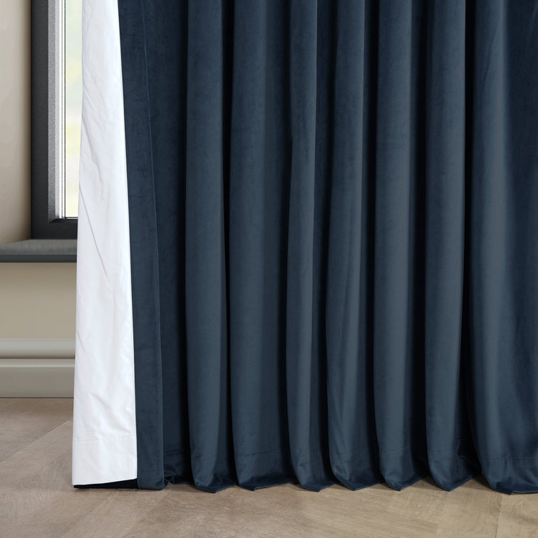 Varsity Blue Velvet Blackout Curtain Panel for Windows and Doors