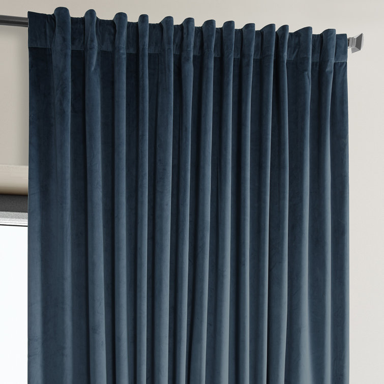 Varsity Blue Velvet Blackout Curtain Panel for Windows and Doors
