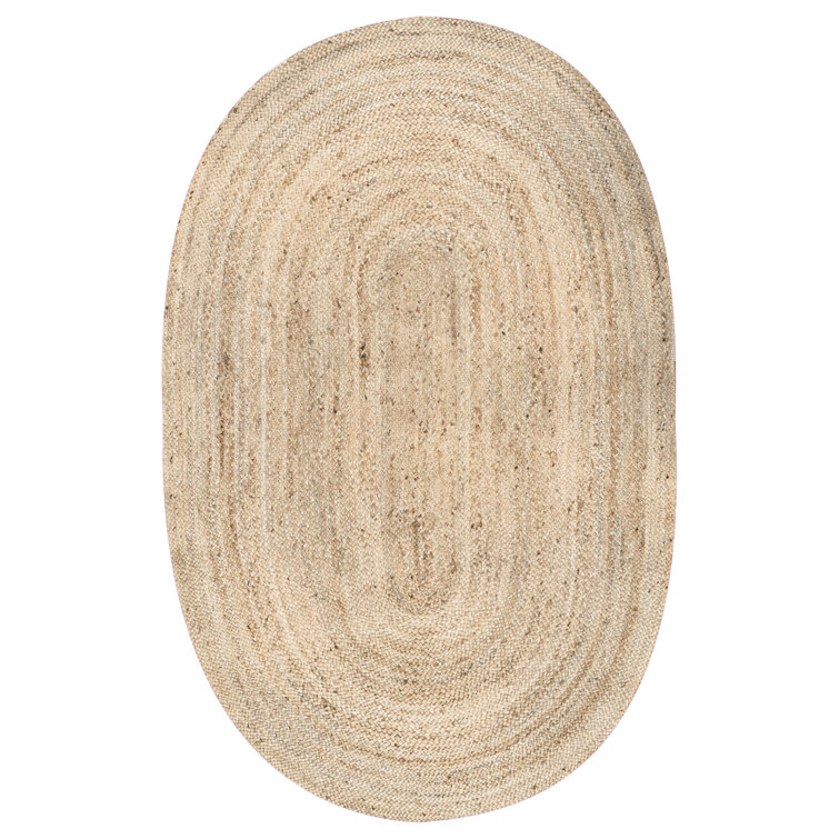 Handmade Natural Jute Oval Area Rug, 6' x 6'