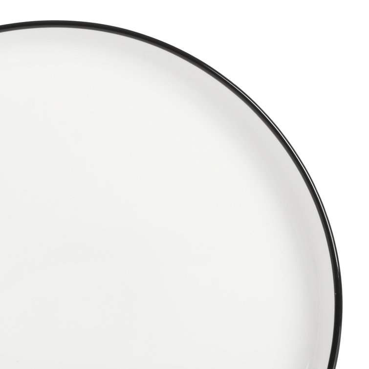Oslo White Porcelain Dinnerware Set with Black Rim, Service for 4