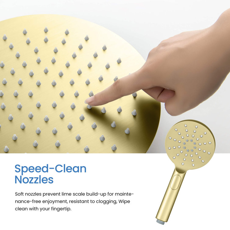 Brushed Gold Circular 3-Function Shower System with Brass Valve