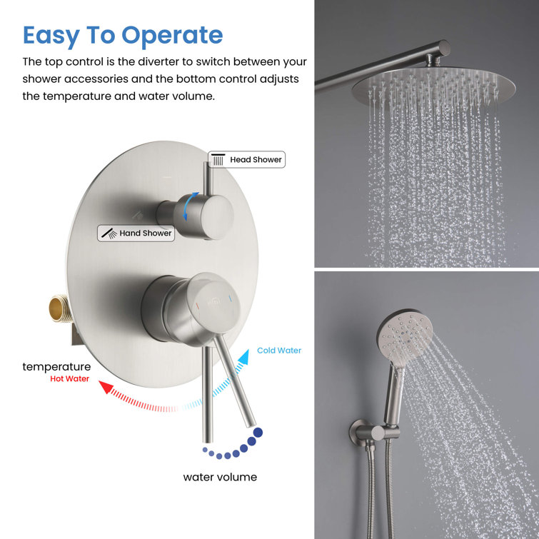 Brushed Nickel Wall Mounted Rain and Mist Shower System