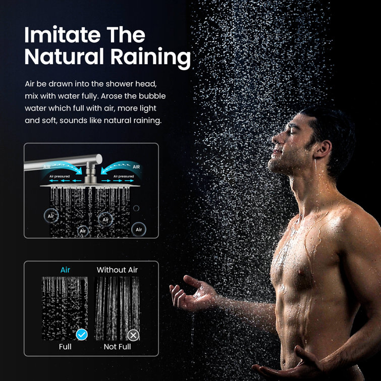 Brushed Nickel Wall Mounted Rain and Mist Shower System