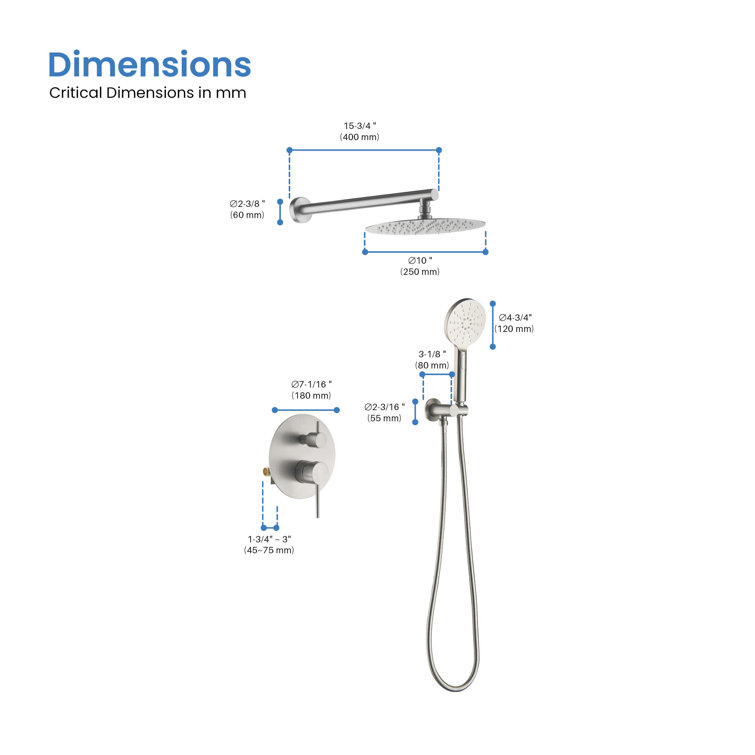 Brushed Nickel Wall Mounted Rain and Mist Shower System