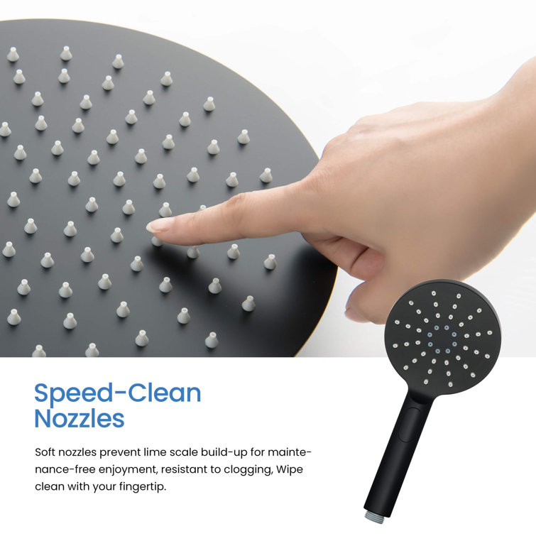 Matte Black Brass Wall Mounted Rain Shower System