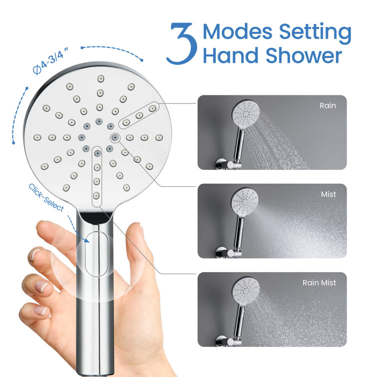 Chrome Wall Mounted Circular Shower System with Brass Rain Shower