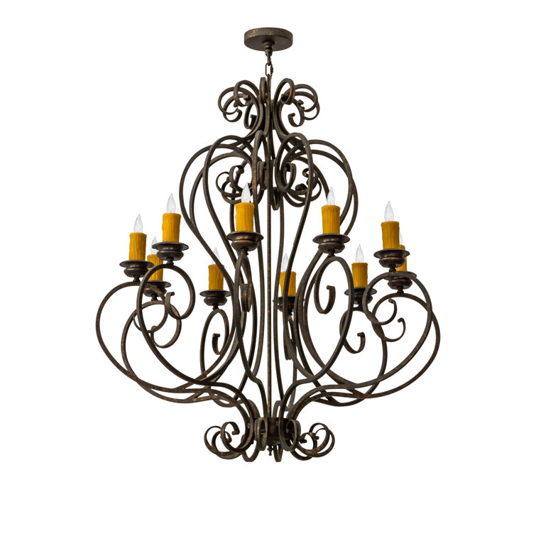 Fernando 10-Light Amber Glass Empire Chandelier