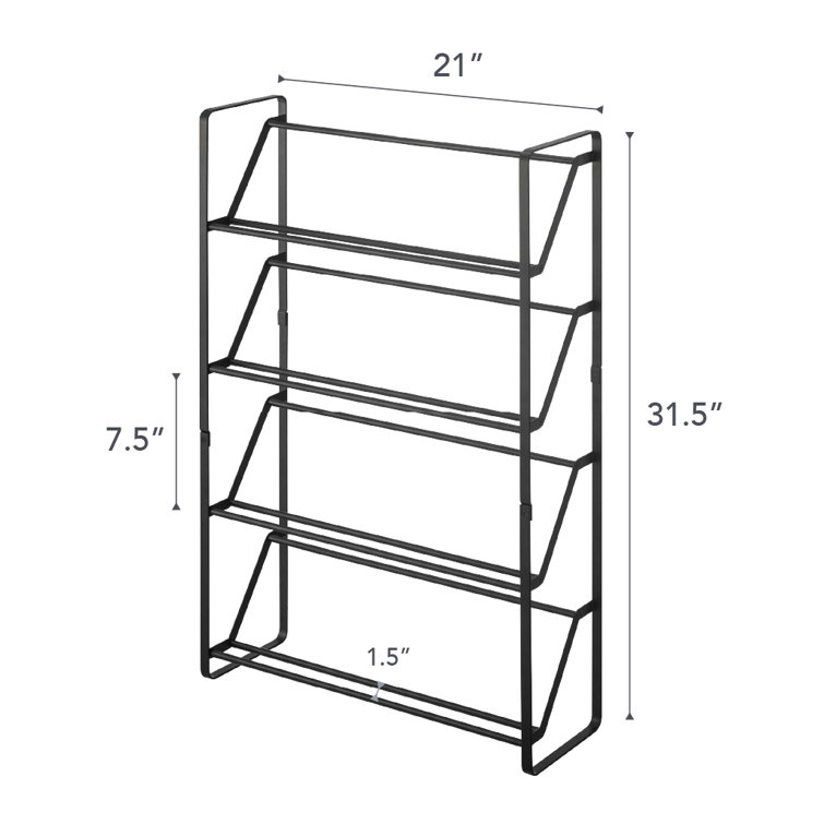 Black Metal Slim 4-Tier Shoe Rack