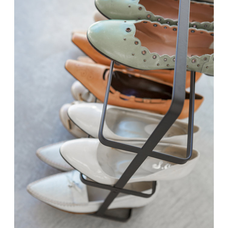 Compact Tower Black Metal 3-Tier Shoe Rack