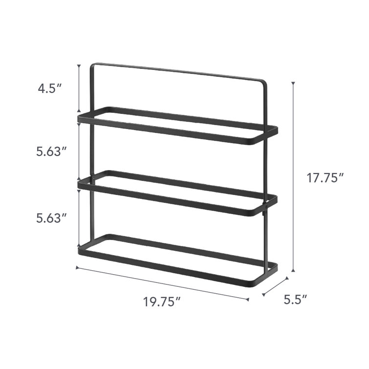 Compact Tower Black Metal 3-Tier Shoe Rack