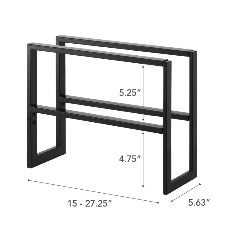 Black Adjustable Steel Double Shoe Rack, Expandable