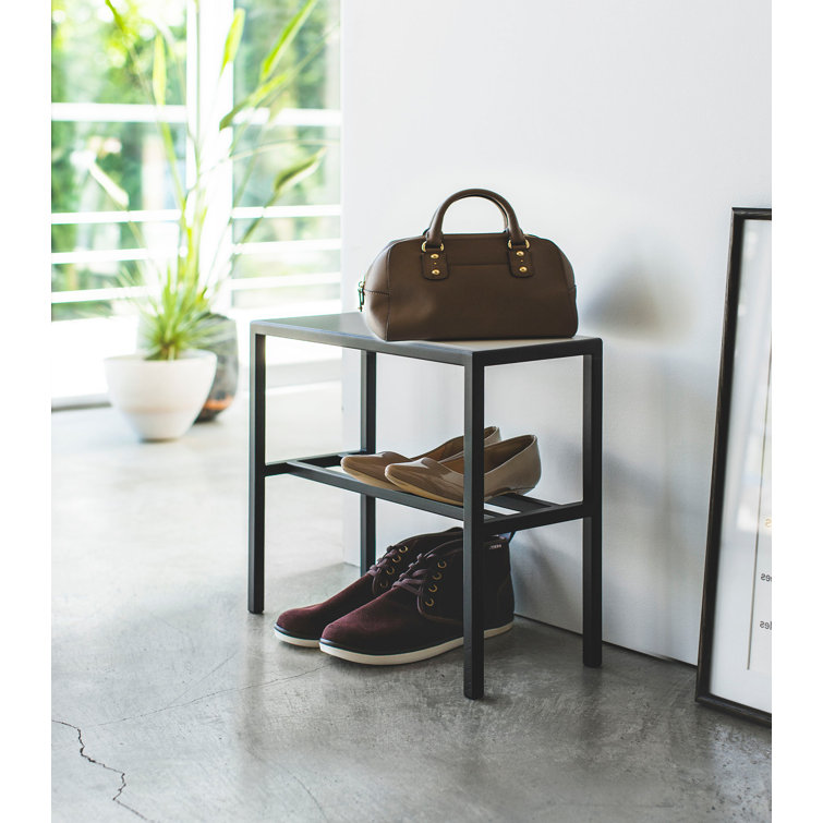 Black Metal 2-Tier Entryway Shoe Organizer