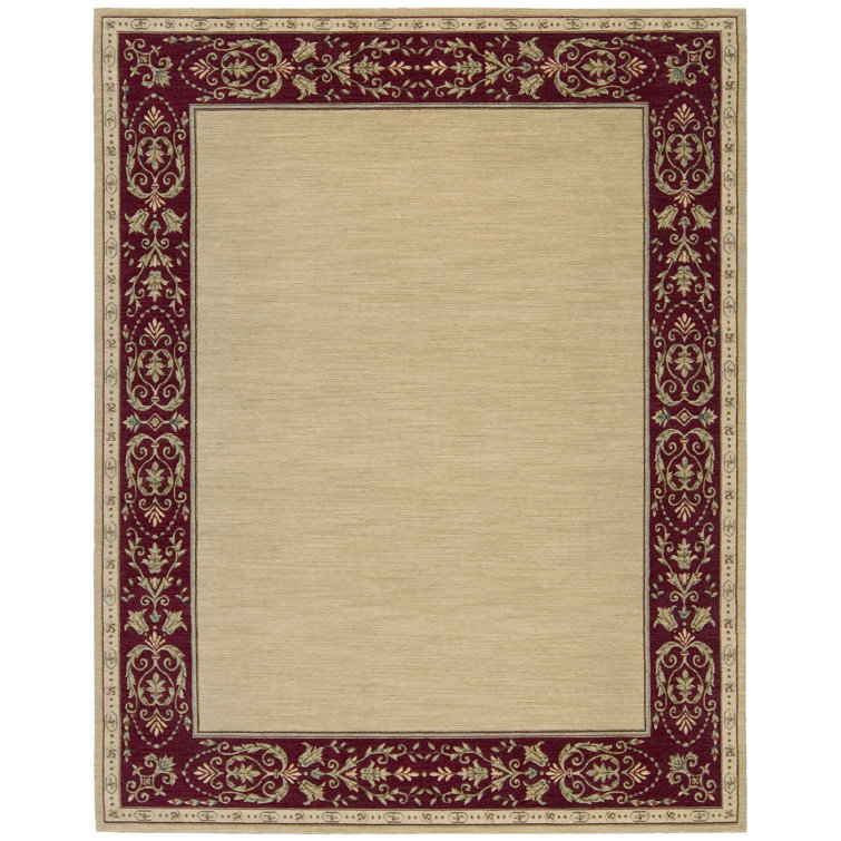 Beige Handmade Wool Octagon Area Rug
