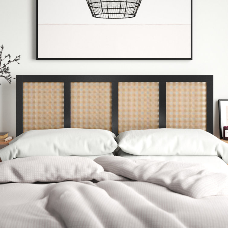 Vienna Black and Natural King-Sized Cane and Wood Headboard