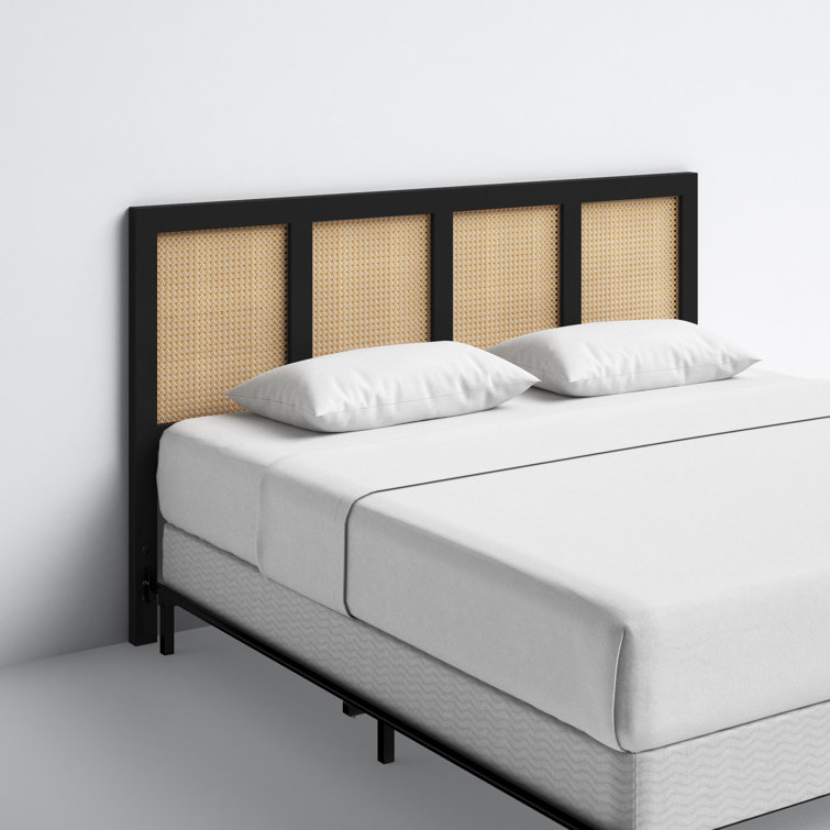 Vienna Black and Natural King-Sized Cane and Wood Headboard