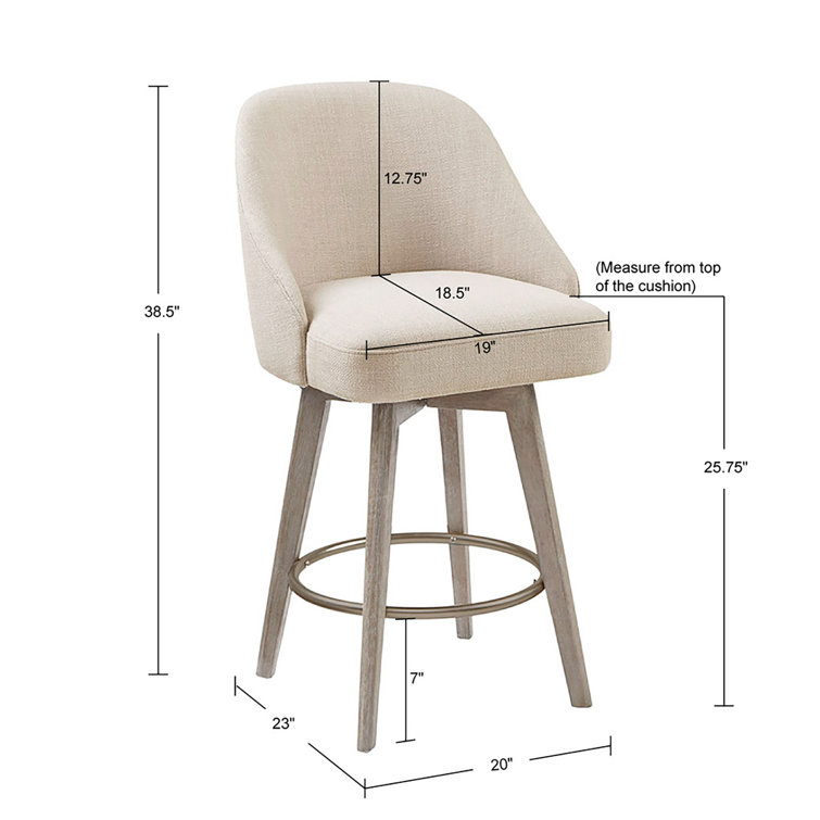 Elegant Reclaimed Grey Swivel Counter Stool with Metal Ring Footrest