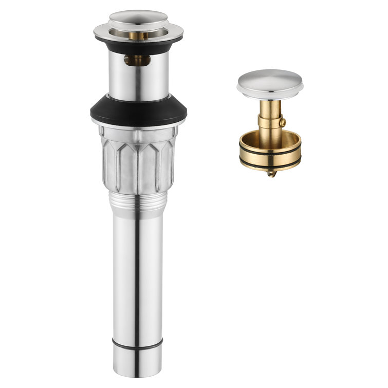 Brushed Nickel Metal Pop-Up Bathroom Sink Drain with Overflow