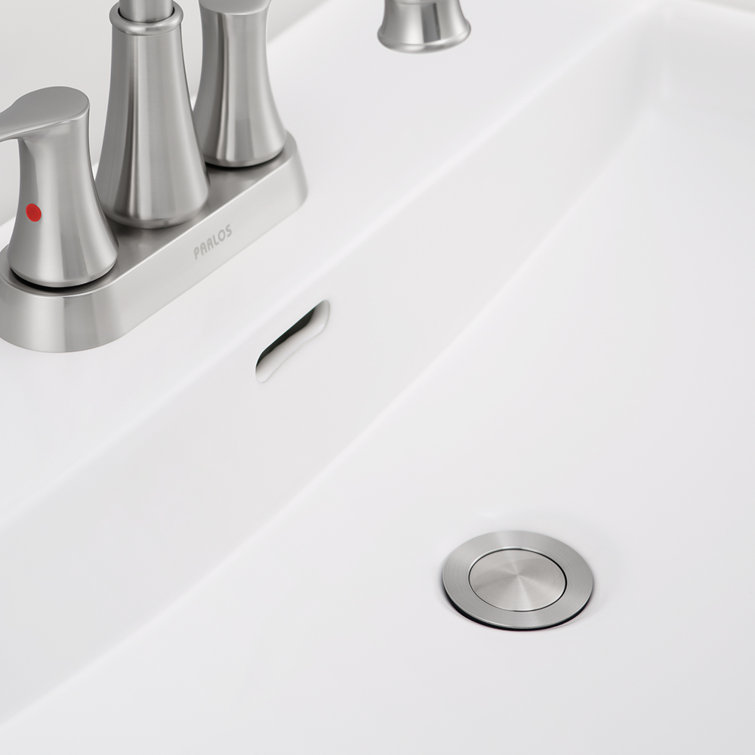 Brushed Nickel Metal Pop-Up Bathroom Sink Drain with Overflow
