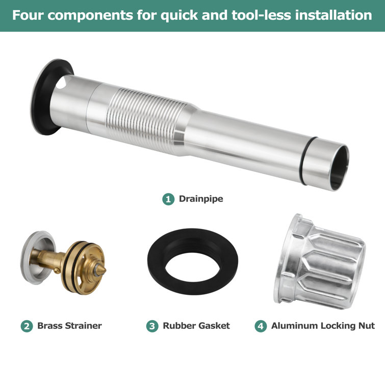 Brushed Nickel Metal Pop-Up Bathroom Sink Drain with Overflow