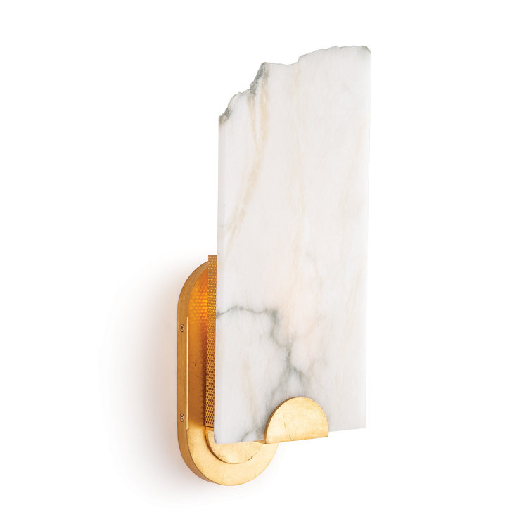 Jonah 17.25" Gold Alabaster 1-Light Rectangular Wall Sconce