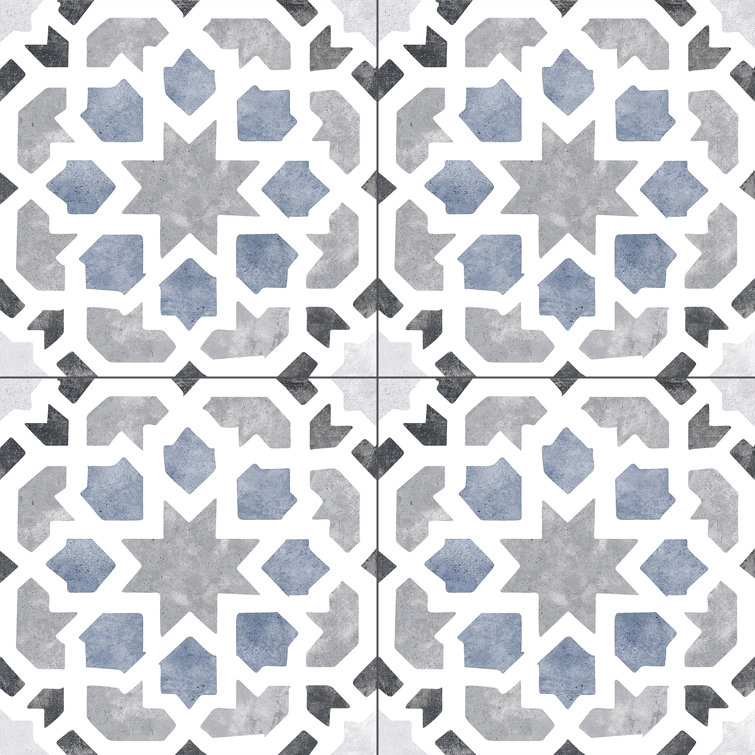 Luv Charmed Blue and Gray 8" Glazed Porcelain Tile