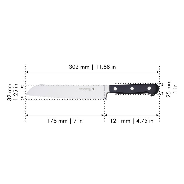 Henckels Classic 7-inch Black Stainless Steel Bread Knife