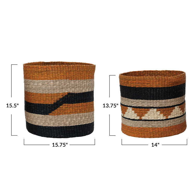 Handwoven Round Multicolor Seagrass Basket Set