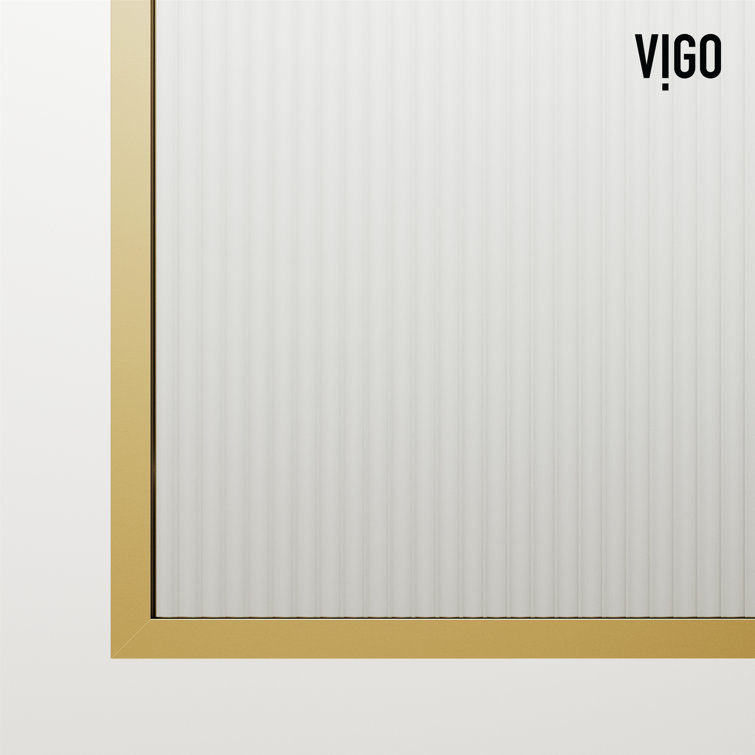 Zenith 34" Matte Gold Frameless Fluted Glass Shower Screen