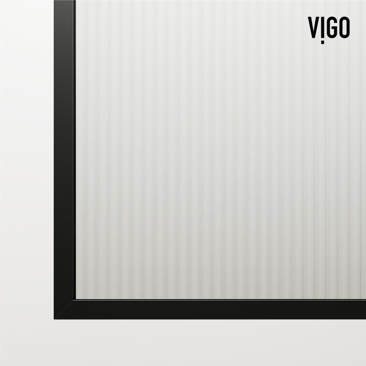 Ventana Matte Black 34" x 74" Framed Shower Screen with Fluted Glass