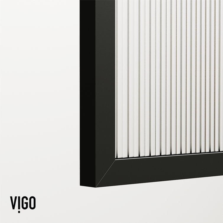 Ventana Matte Black 34" x 74" Framed Shower Screen with Fluted Glass