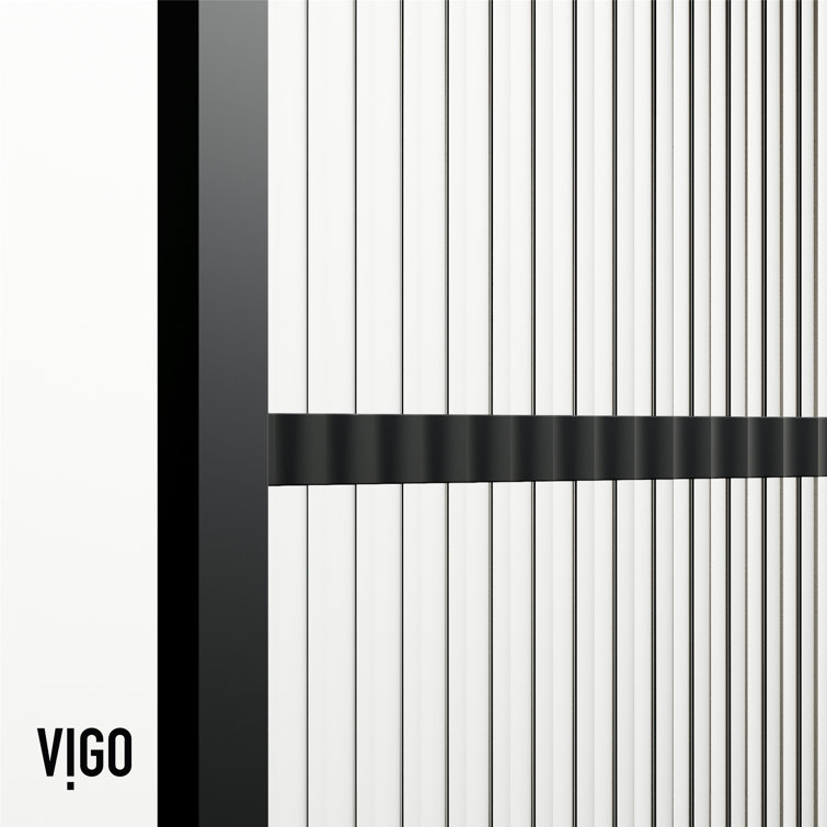 Ventana Matte Black 34" x 74" Framed Shower Screen with Fluted Glass