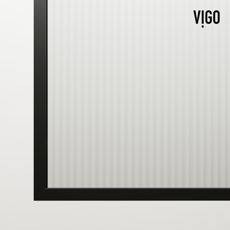 Zenith 34" Matte Black Frameless Fluted Glass Shower Screen
