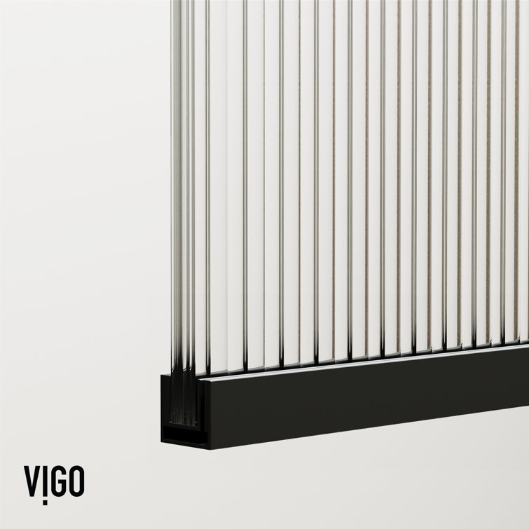Zenith 34" Matte Black Frameless Fluted Glass Shower Screen