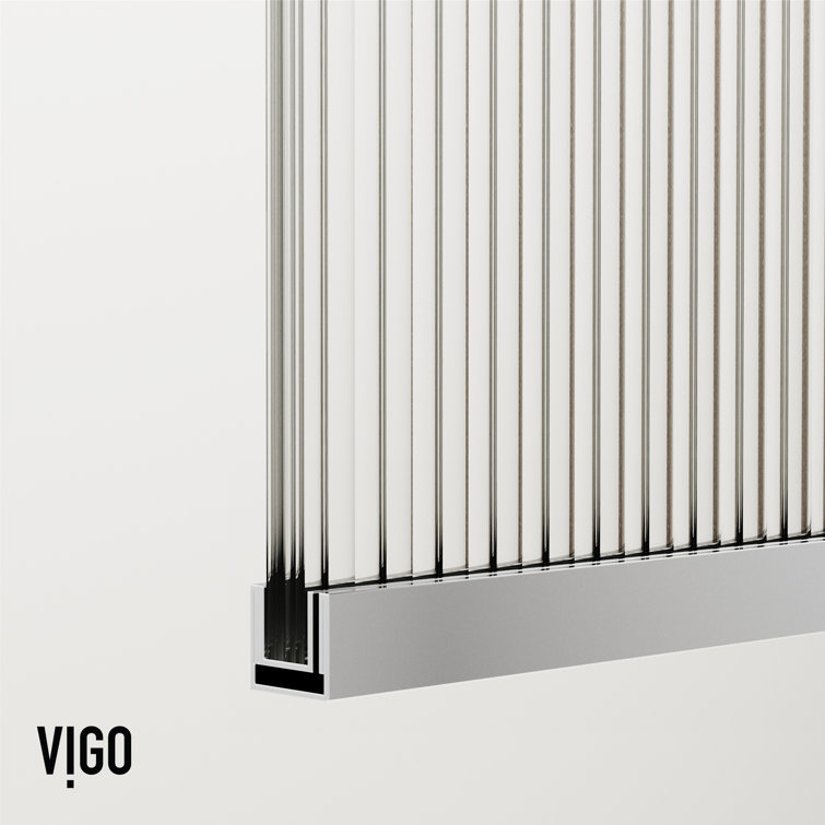 Zenith 34" x 74" Frameless Shower Screen with Fluted Glass in Black