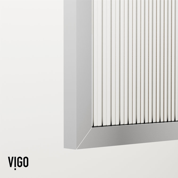 Meridian 34" W x 62" H Chrome Fluted Glass Shower Screen