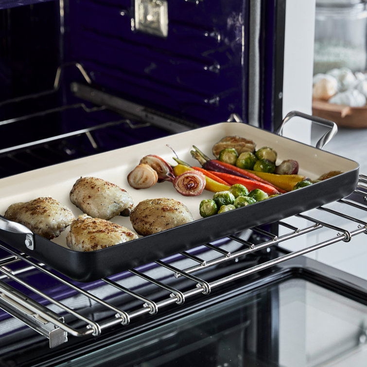 Black and White Ceramic Nonstick Double Burner Griddle Pan