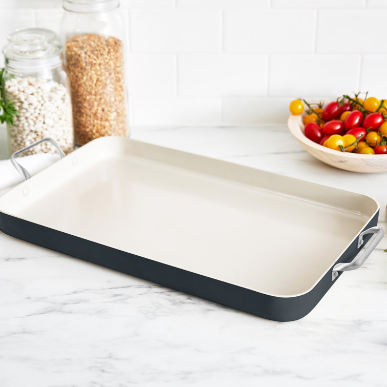 Black and White Ceramic Nonstick Double Burner Griddle Pan