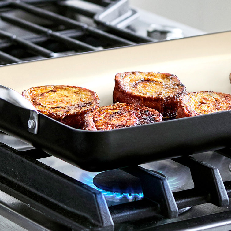 Black and White Ceramic Nonstick Double Burner Griddle Pan