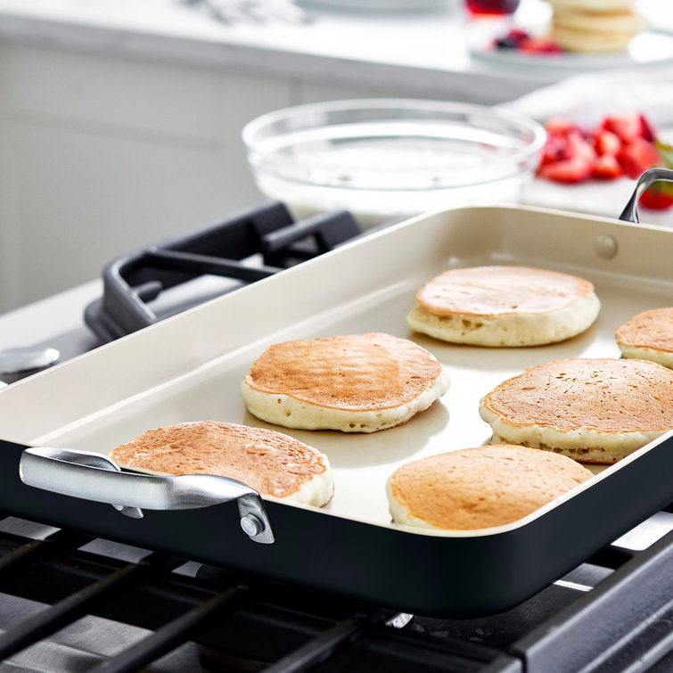 Black and White Ceramic Nonstick Double Burner Griddle Pan